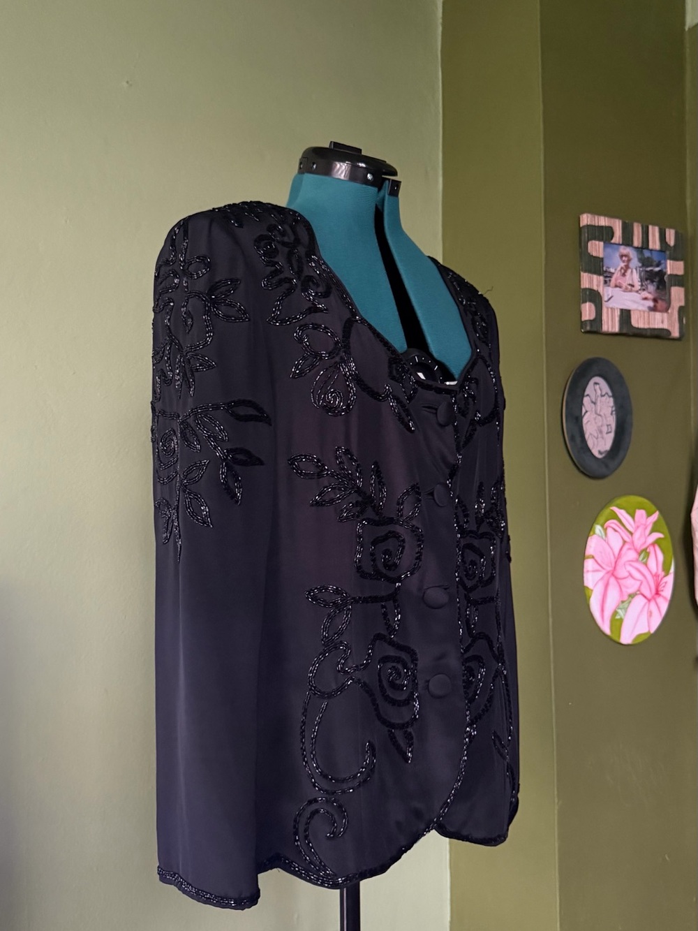 Vintage Black Beaded Women's Evening Jacket